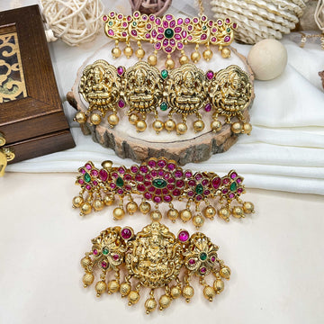 Intricate traditional women hair clips adorned with gold finish and colorful gemstones perfect for cultural hairstyles