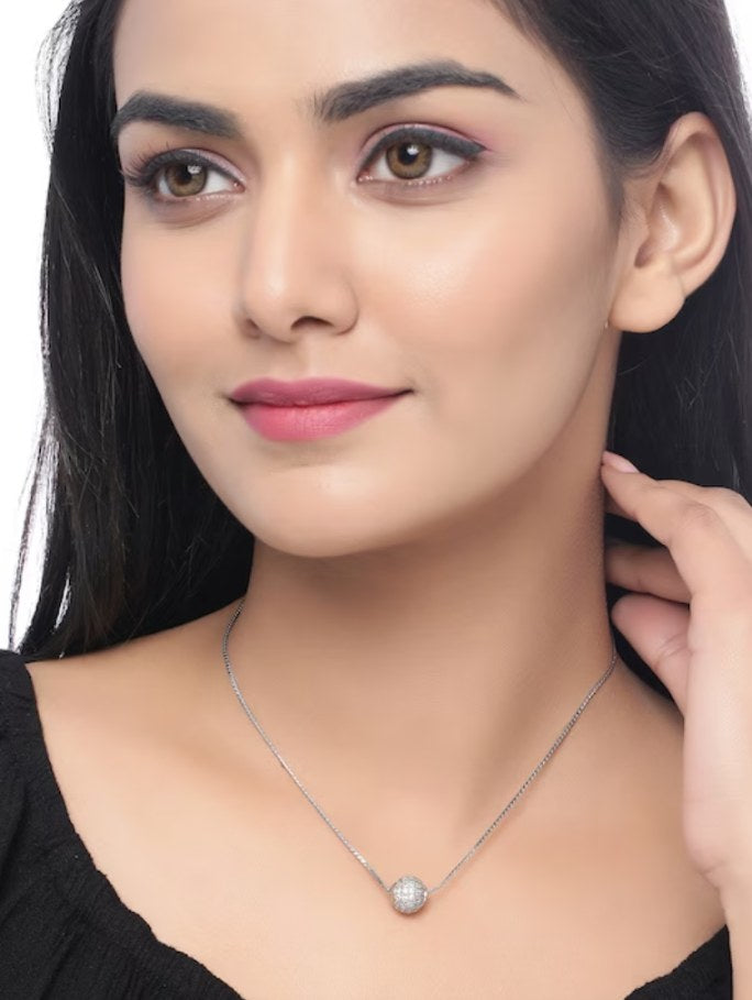 Elegant pendant chain necklace worn by a model, showcasing a subtle design perfect for any occasion