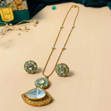 Elegant gold necklace and matching earrings set from Jewellery Under 999 collection by Abdesigns
