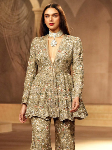 Actress Aditi Rao Hydari Style Polki And Pearl Necklace Set