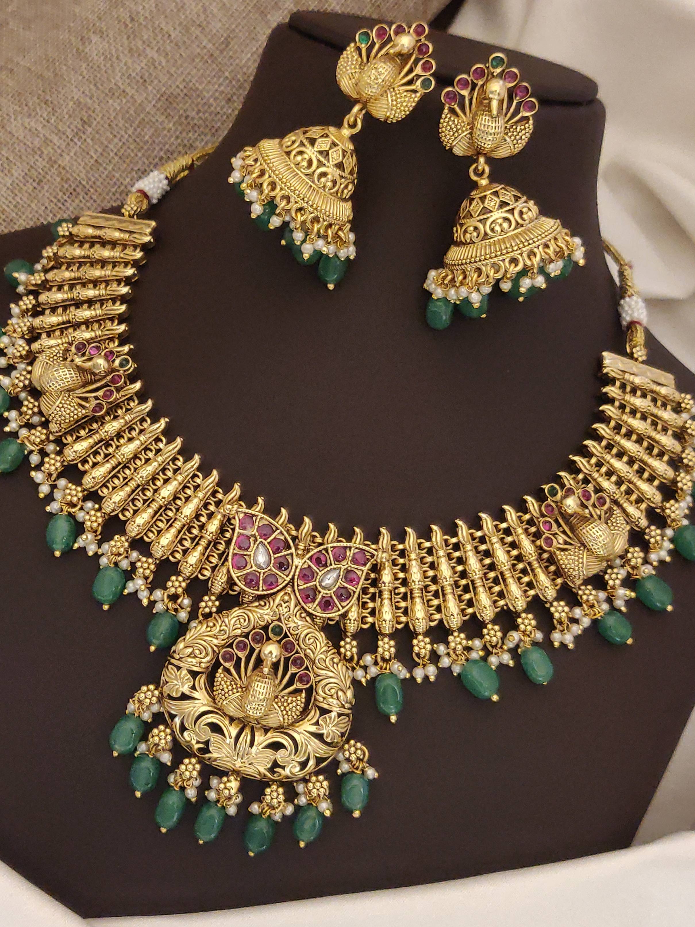 Southindian Antique Peacock Necklace Set by Abdesigns Jewellery.