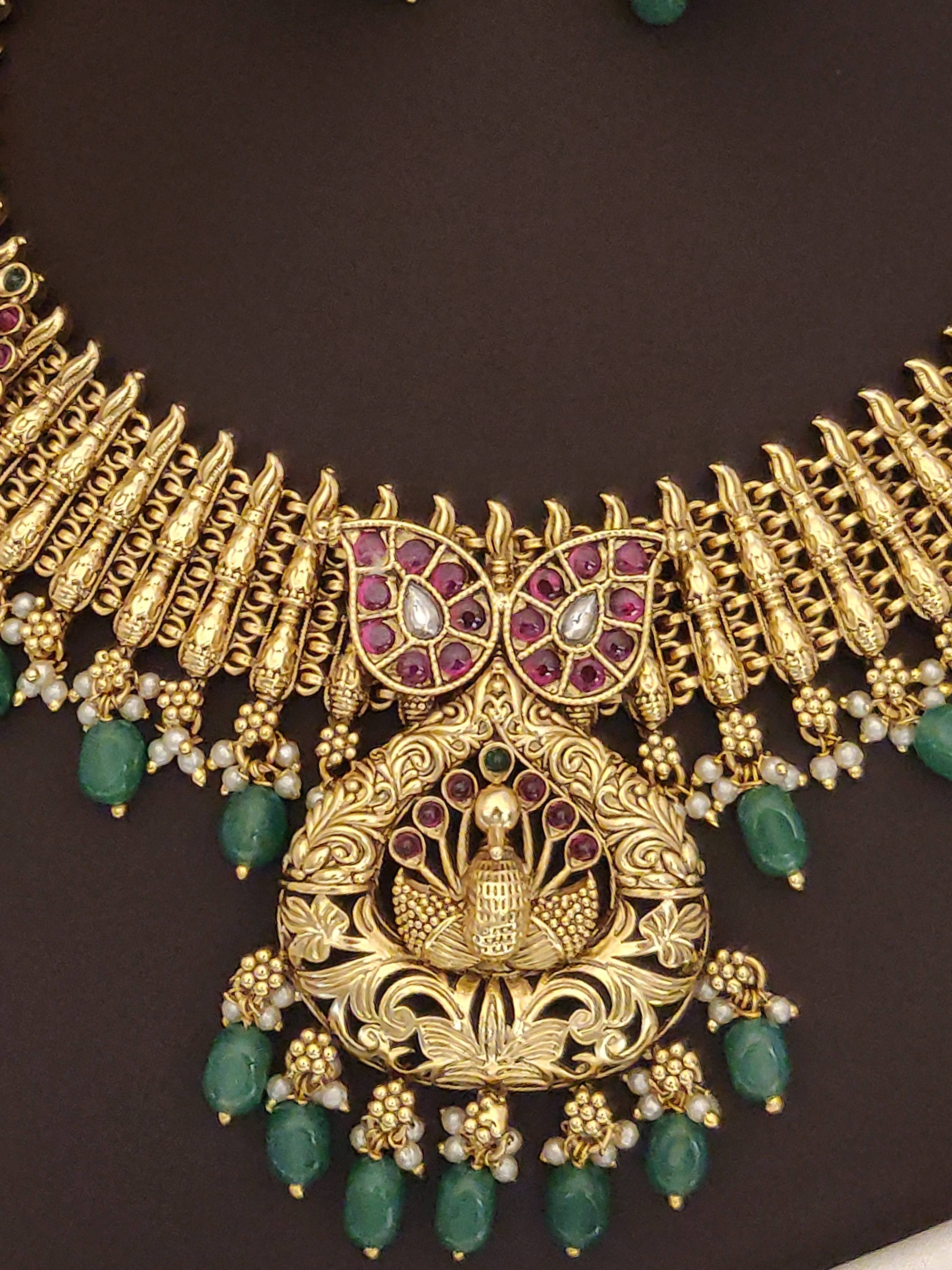 Southindian Antique Peacock Necklace Set by Abdesigns Jewellery.