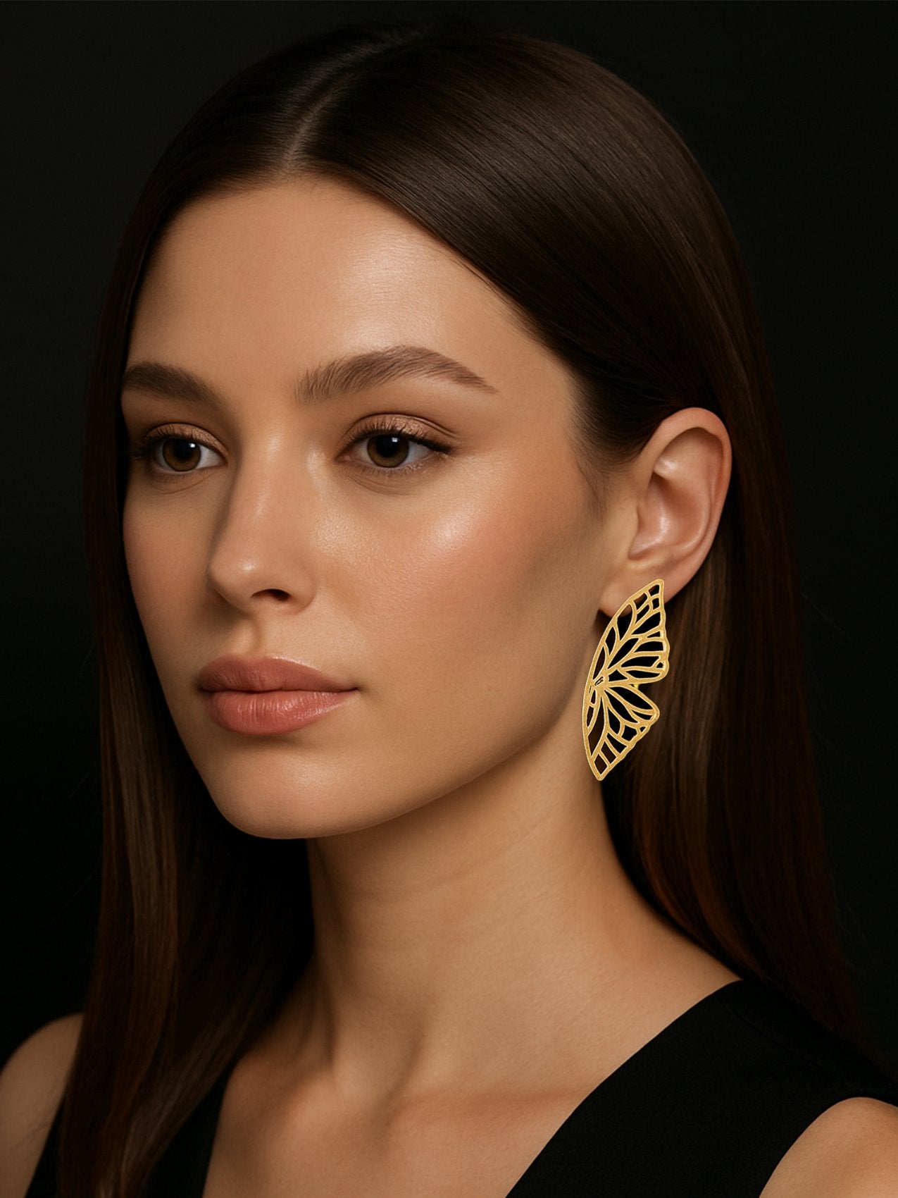 Abdesigns Gold Plated Western Butterfly Earrings