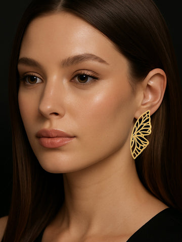 Abdesigns Gold Plated Western Butterfly Earrings
