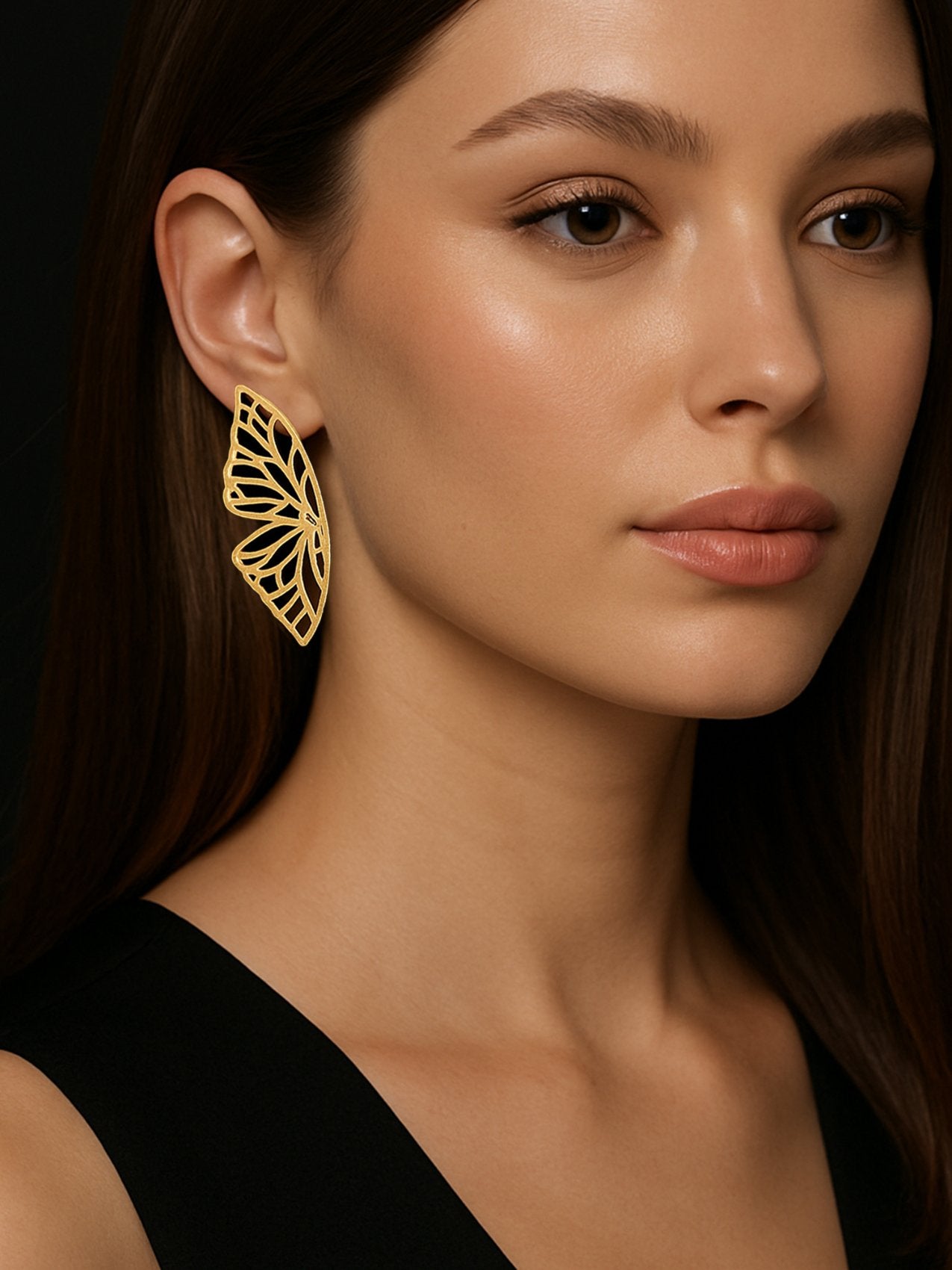 Abdesigns Gold Plated Western Butterfly Earrings