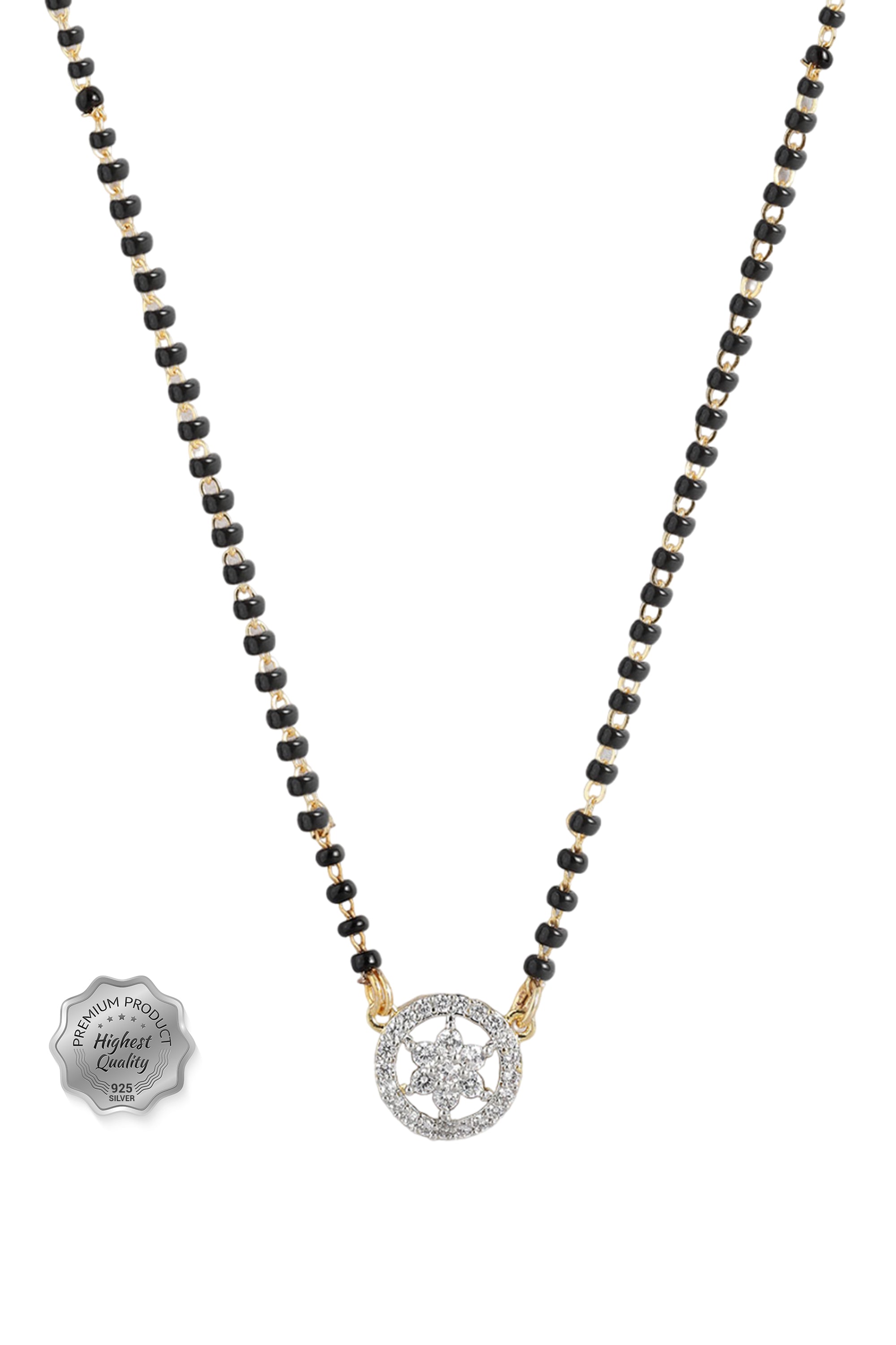 925 Sterling Silver Mangalsutra Diamond Pendant