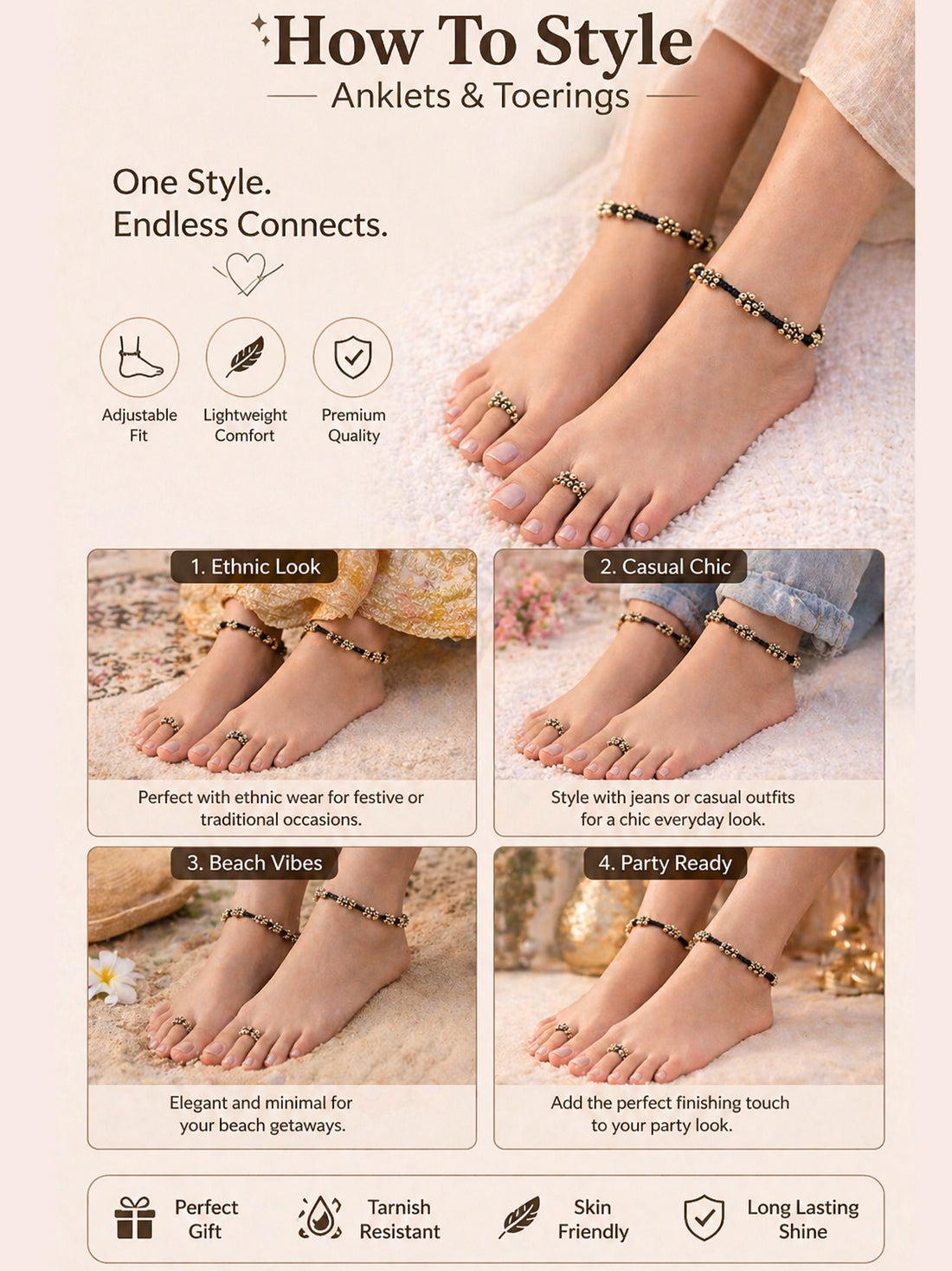 Elegant Gungru Anklet Toe Ring Combo in Silver – Festive Wear | Abdesigns Jewellery
