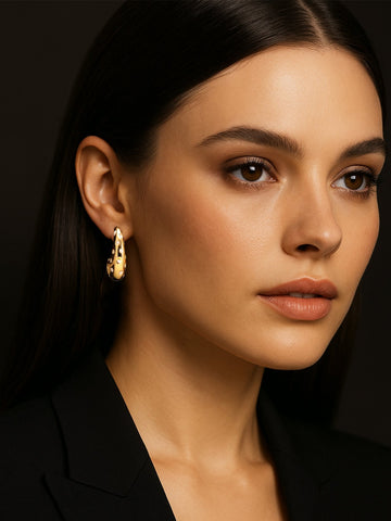 Abdesigns Gold Plated Stones Studded TearDrop Earring