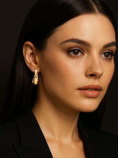 Abdesigns Gold Plated Stones Studded TearDrop Earring