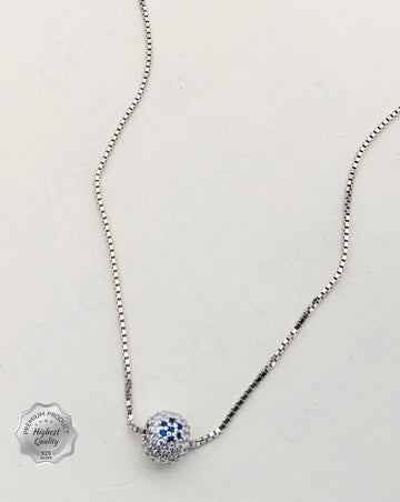 925 Fine Silver Ball Elegant Diamond Round Pendant