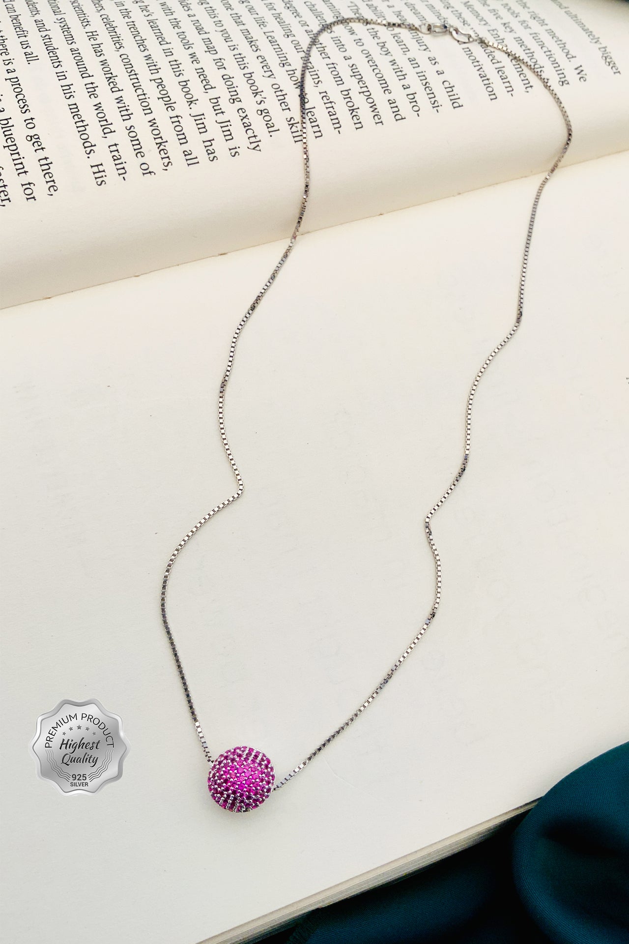 925 Fine Silver Ball Diamond Pendant