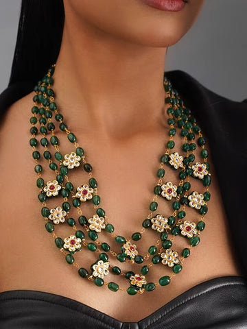 Polki Kundan Floral Necklace Set