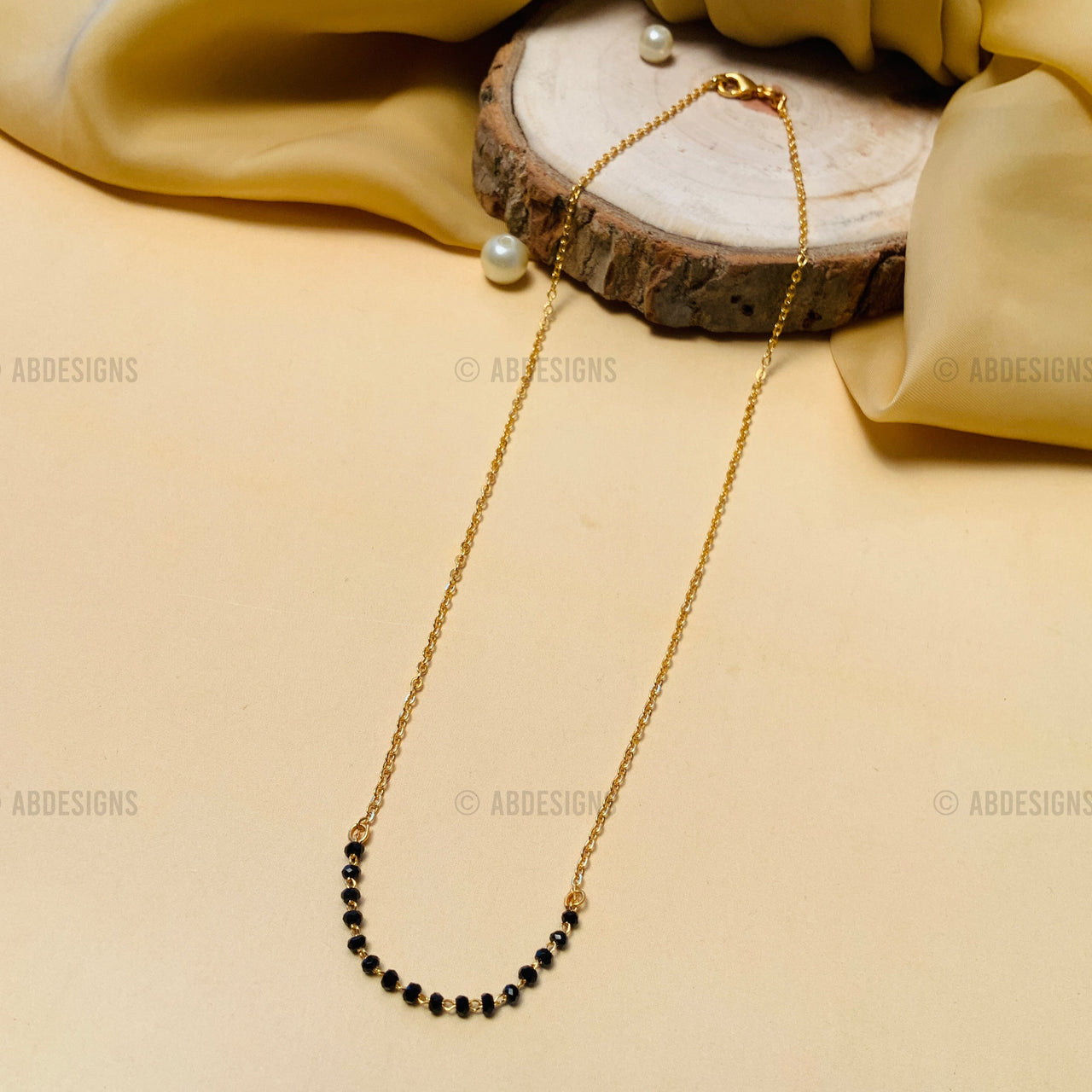Contemporary Gold Blackbead Mangalsutra - Abdesignsjewellery