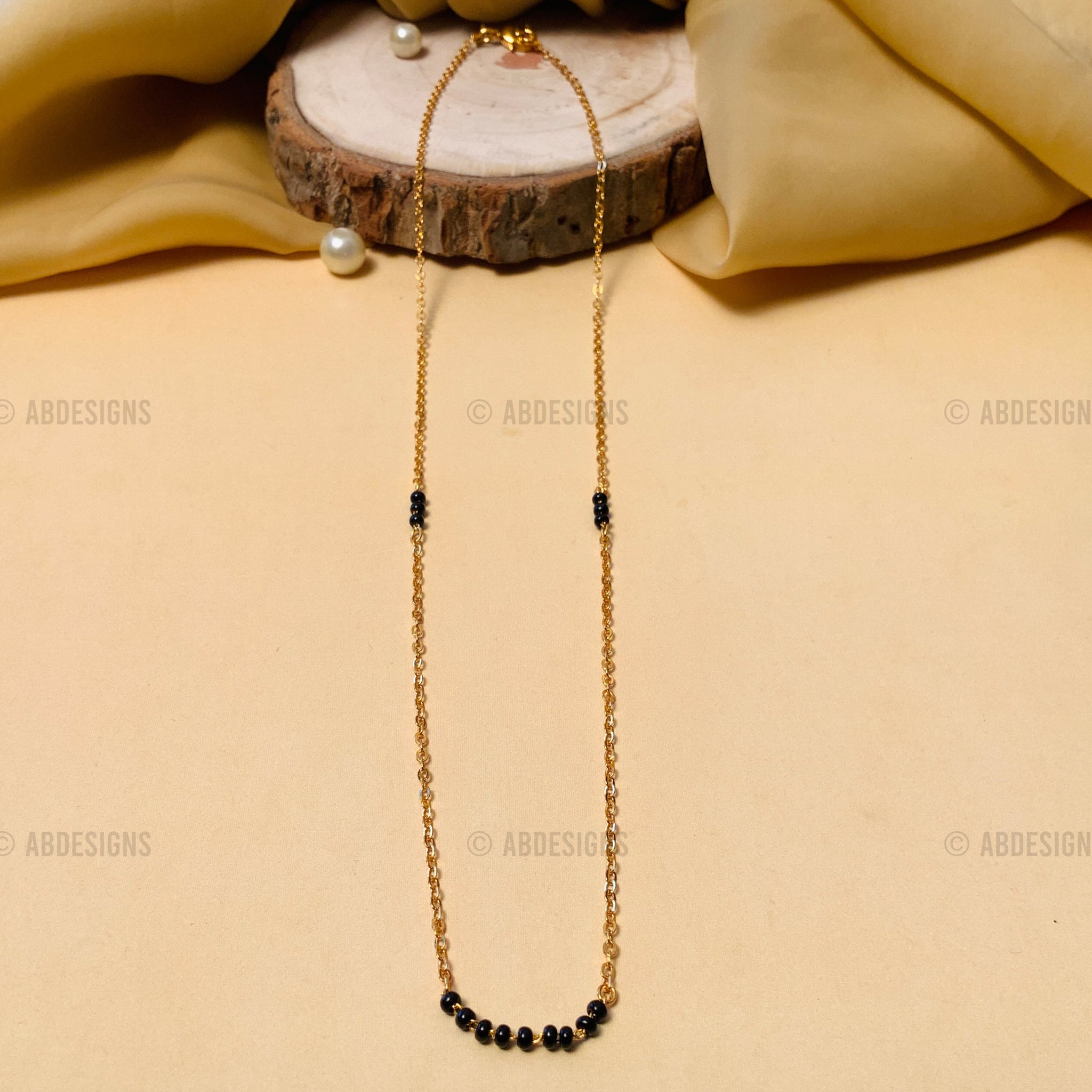 Trendy Gold Plated Blackbead Chain