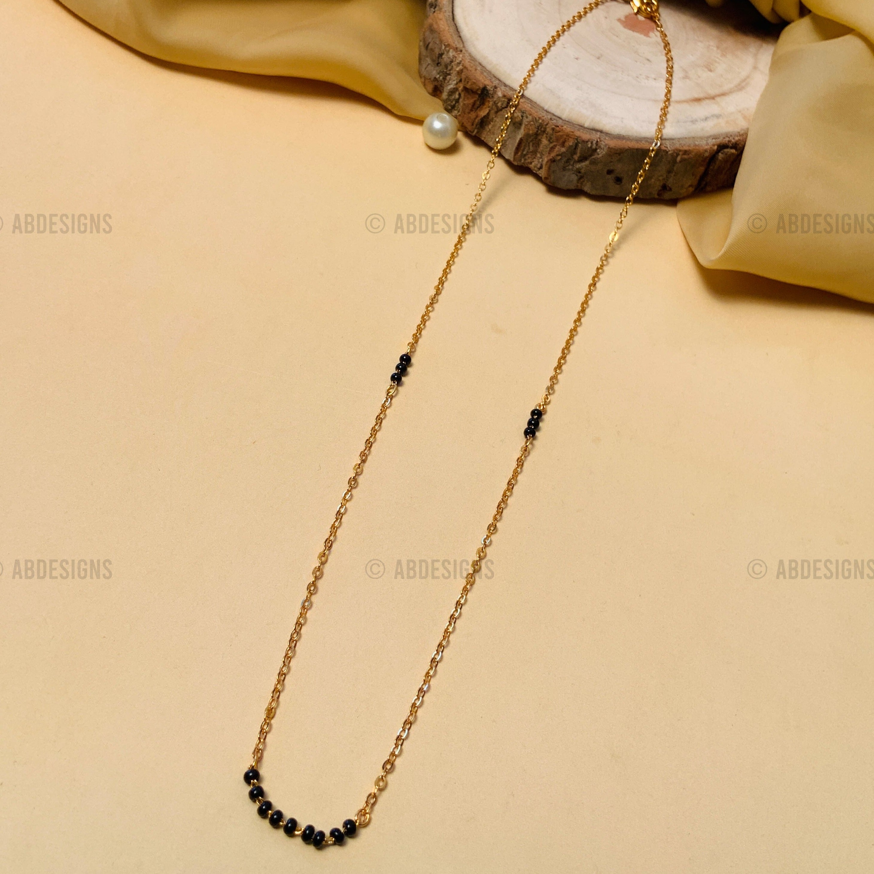 Trendy Gold Plated Blackbead Chain