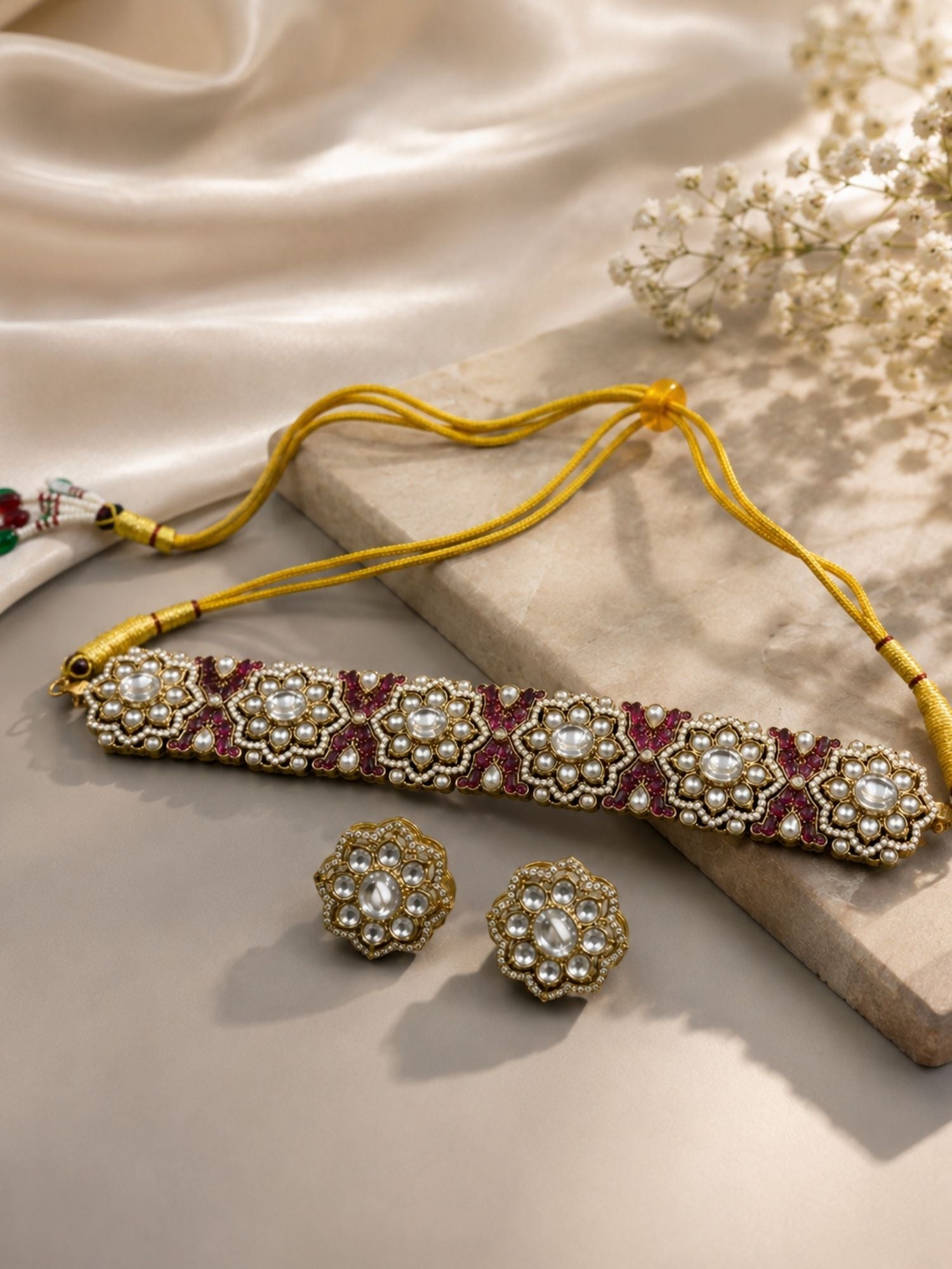 Floral Kundan Choker Set in Gold Plating – Bridal | Abdesigns