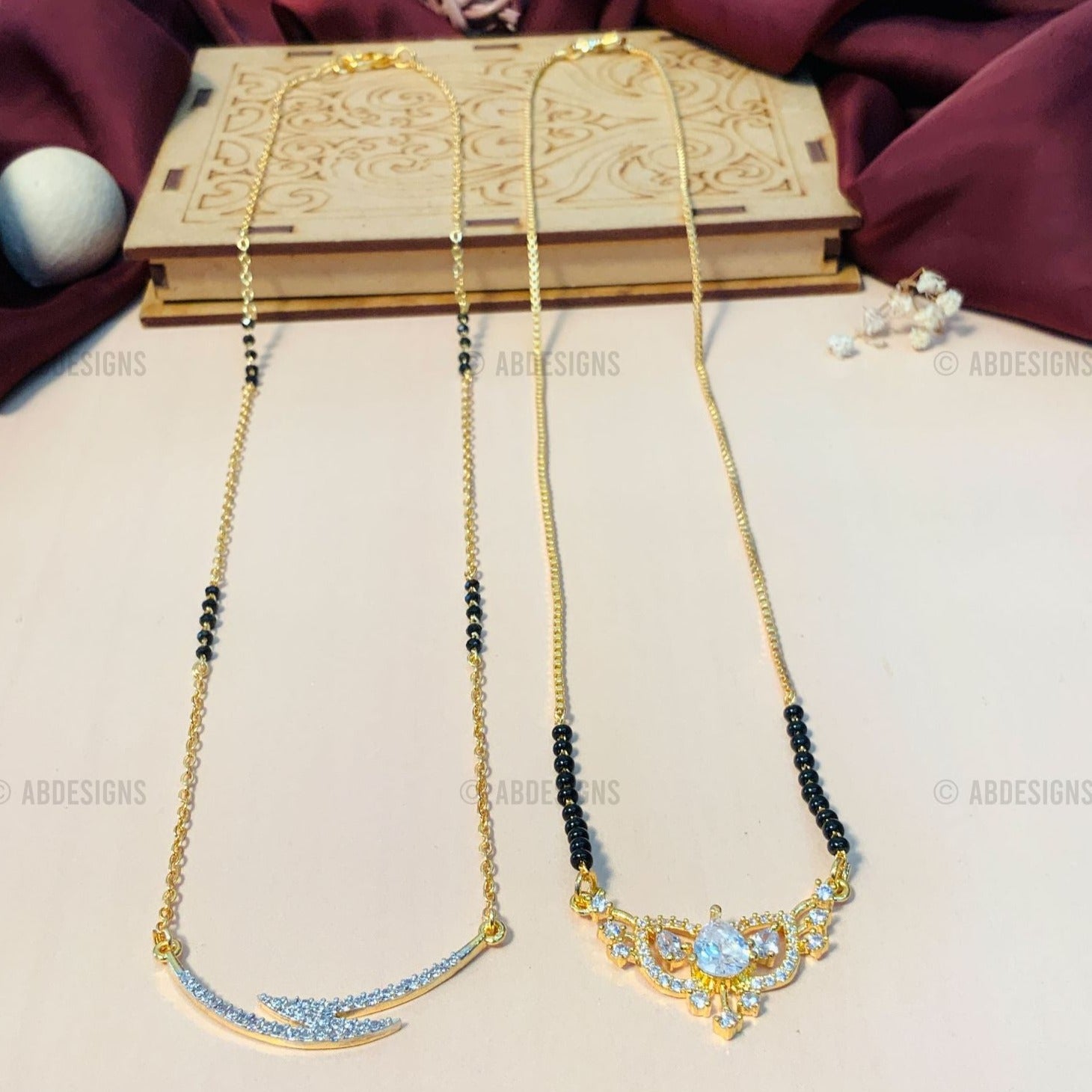 Sparkling Gold Plated American Diamond Mangalsutra Combo