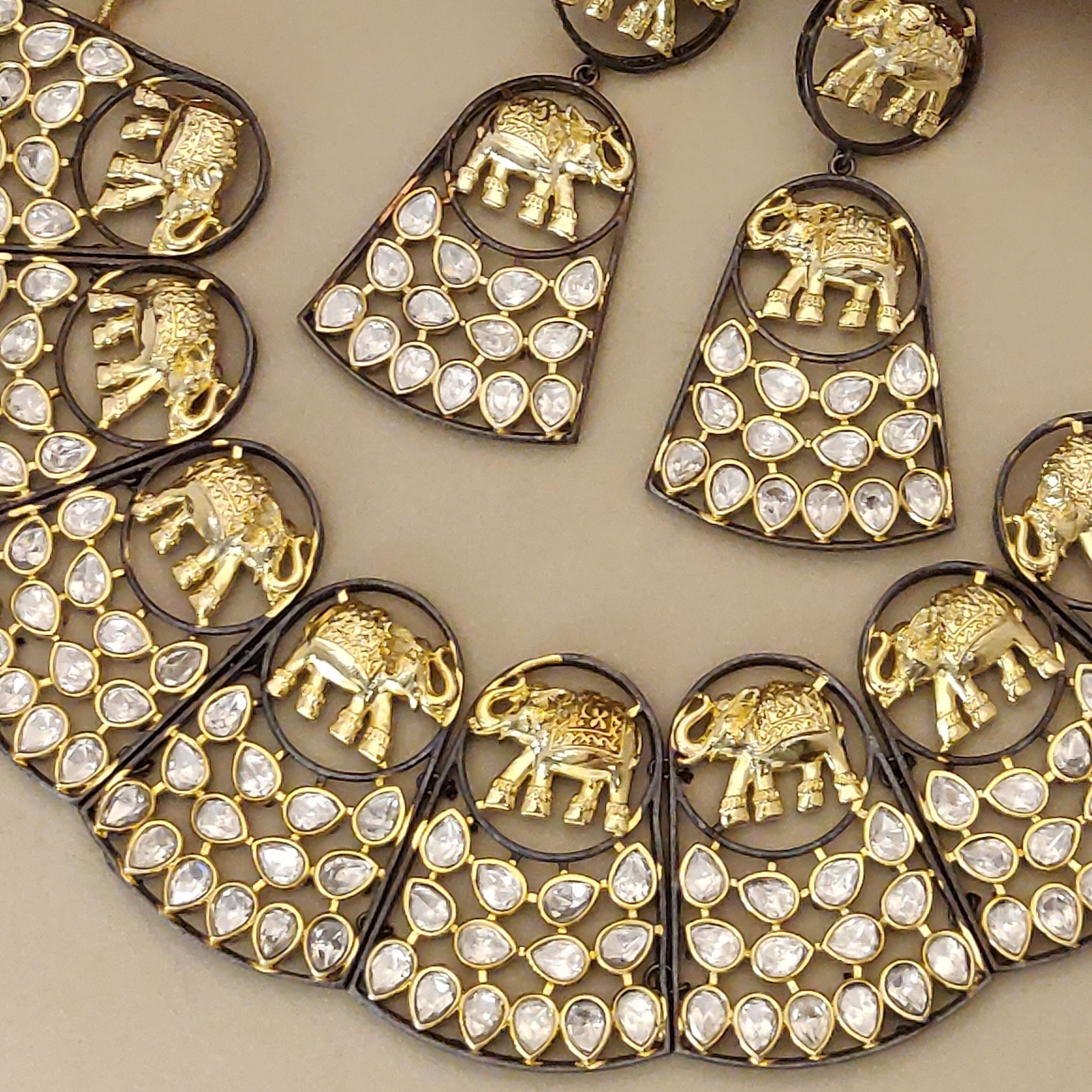 Abdesigns Gold Plated Polki Stones Necklace Set