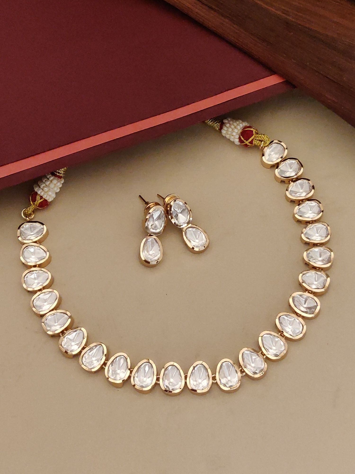 Abdesigns Gold Plated Polki Flower Necklace