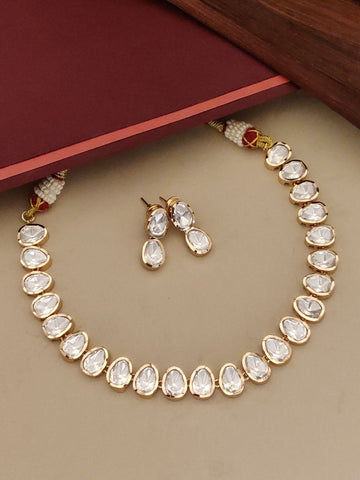 Abdesigns Gold Plated Polki Flower Necklace