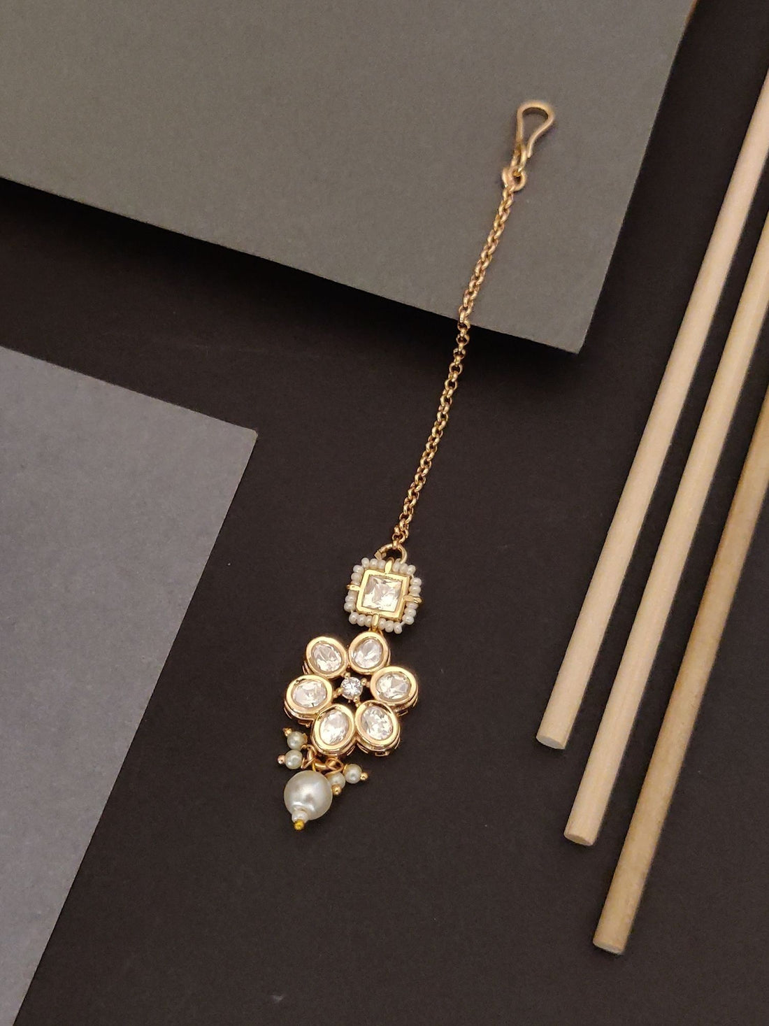 Abdesigns Gold Plated Kundan Maangtikka