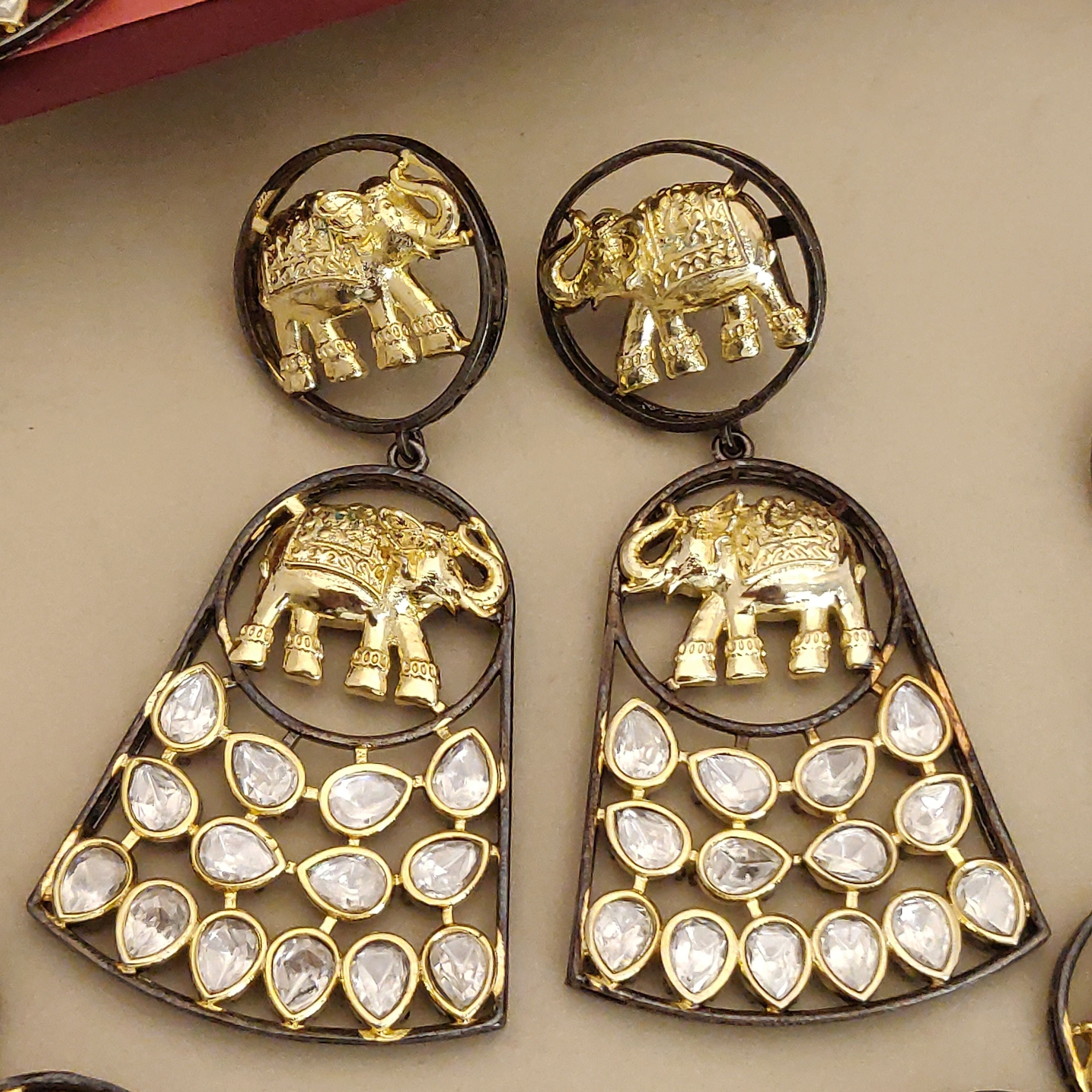 Abdesigns Gold Plated Polki Stones Necklace Set