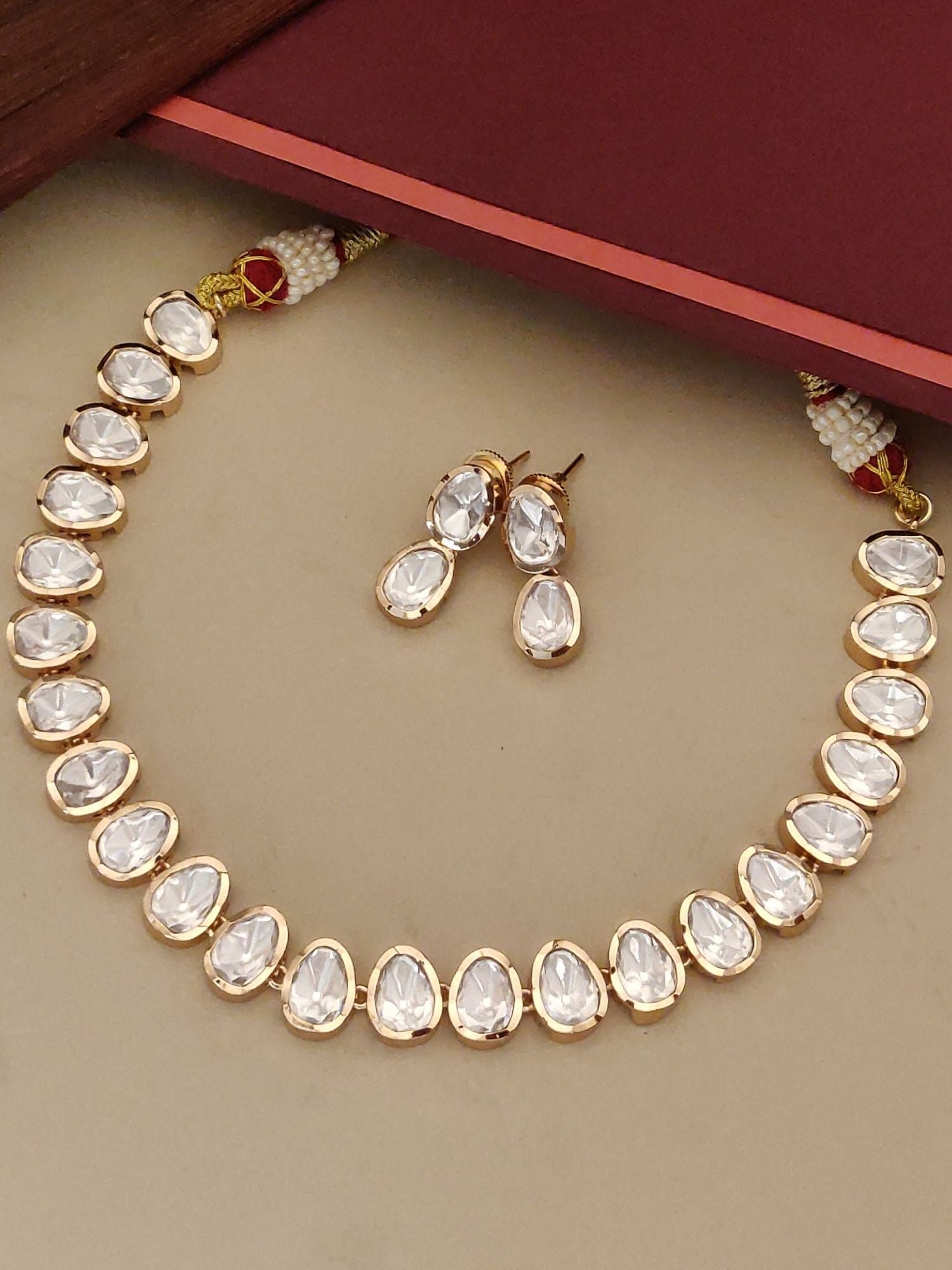 Abdesigns Gold Plated Polki Flower Necklace