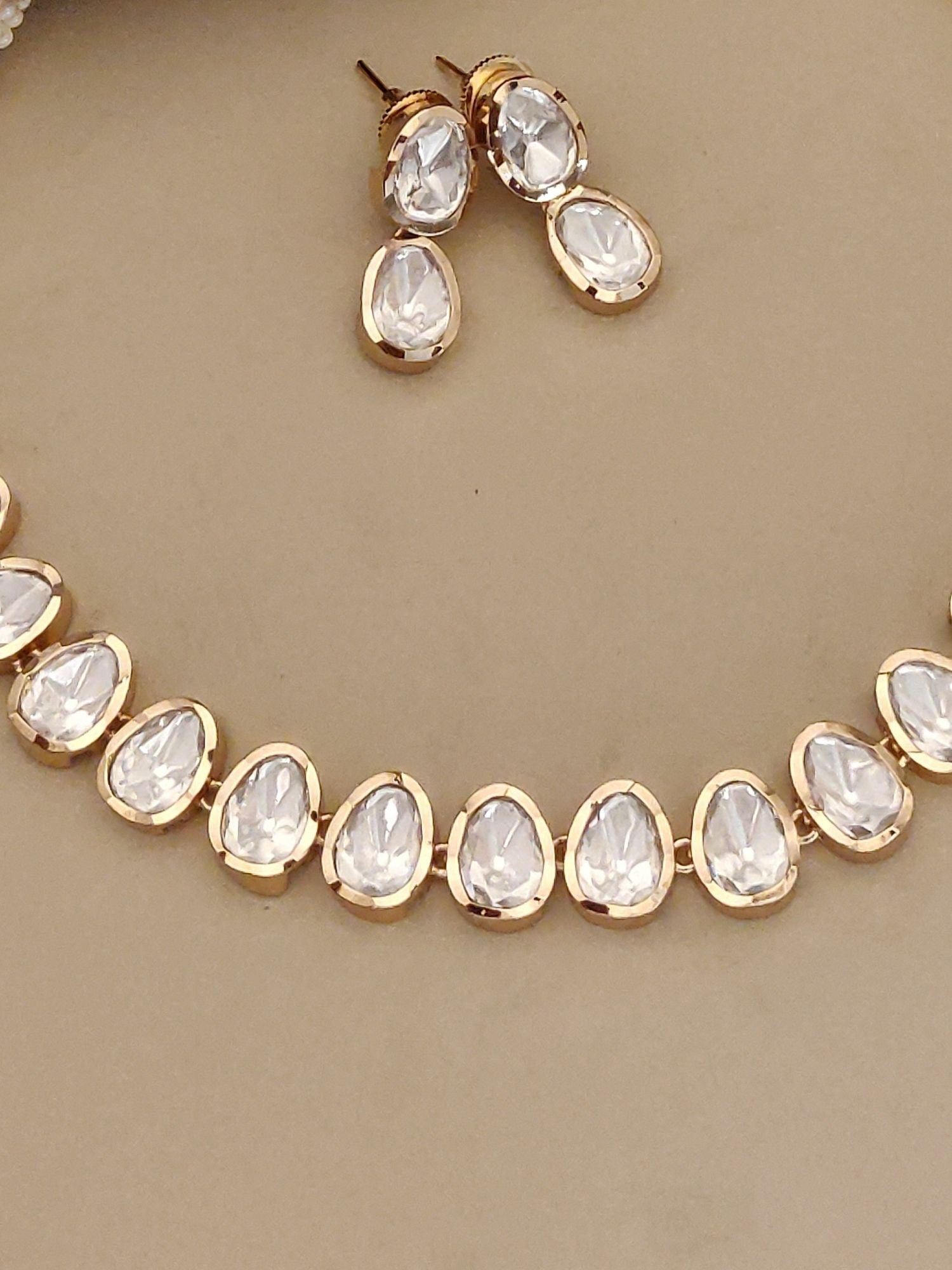 Abdesigns Gold Plated Polki Flower Necklace