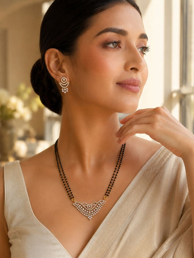 American Diamond Mangalsutra Set in Gold Plating – Modern | Abdesigns
