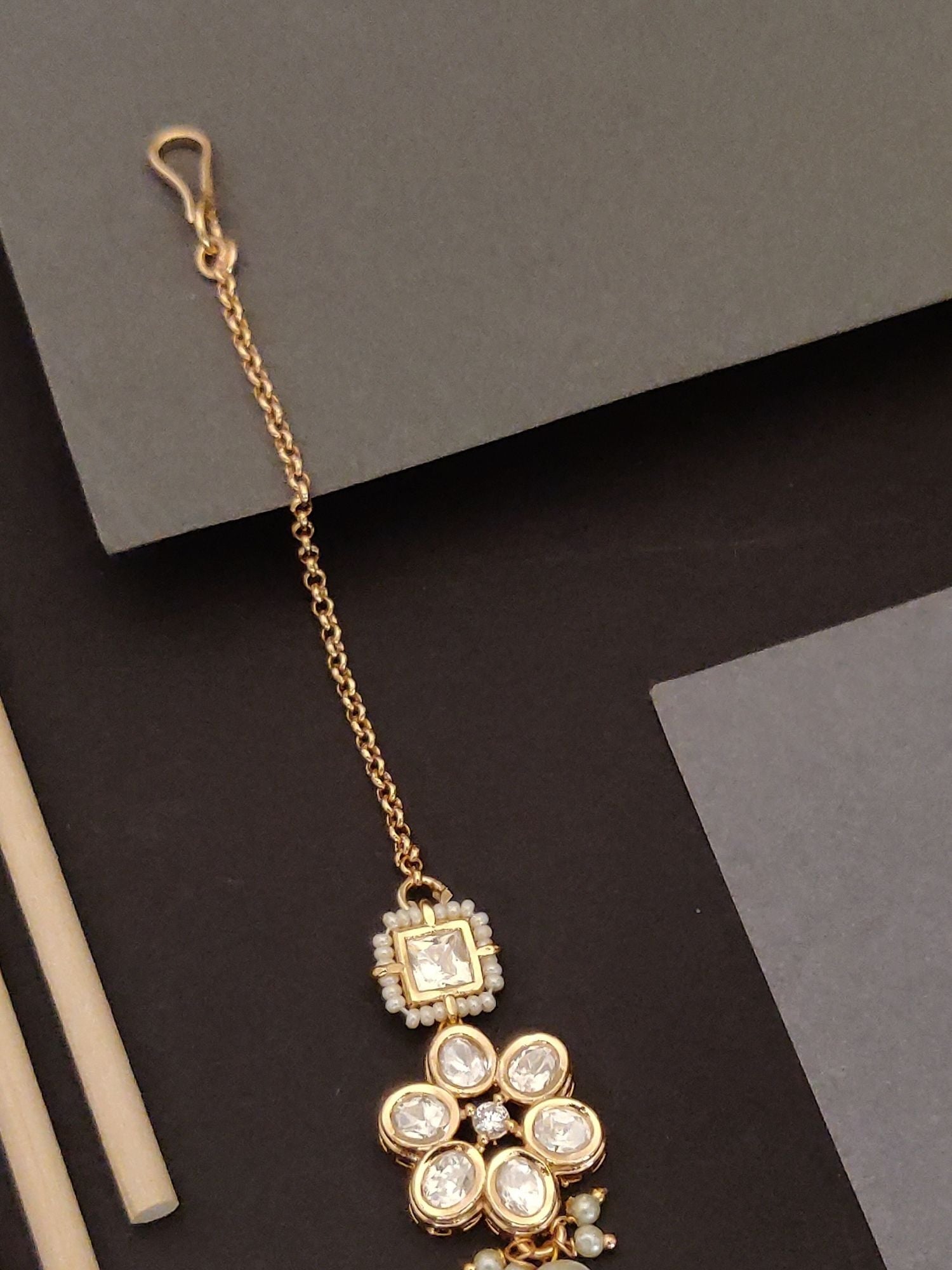 Abdesigns Gold Plated Kundan Maangtikka