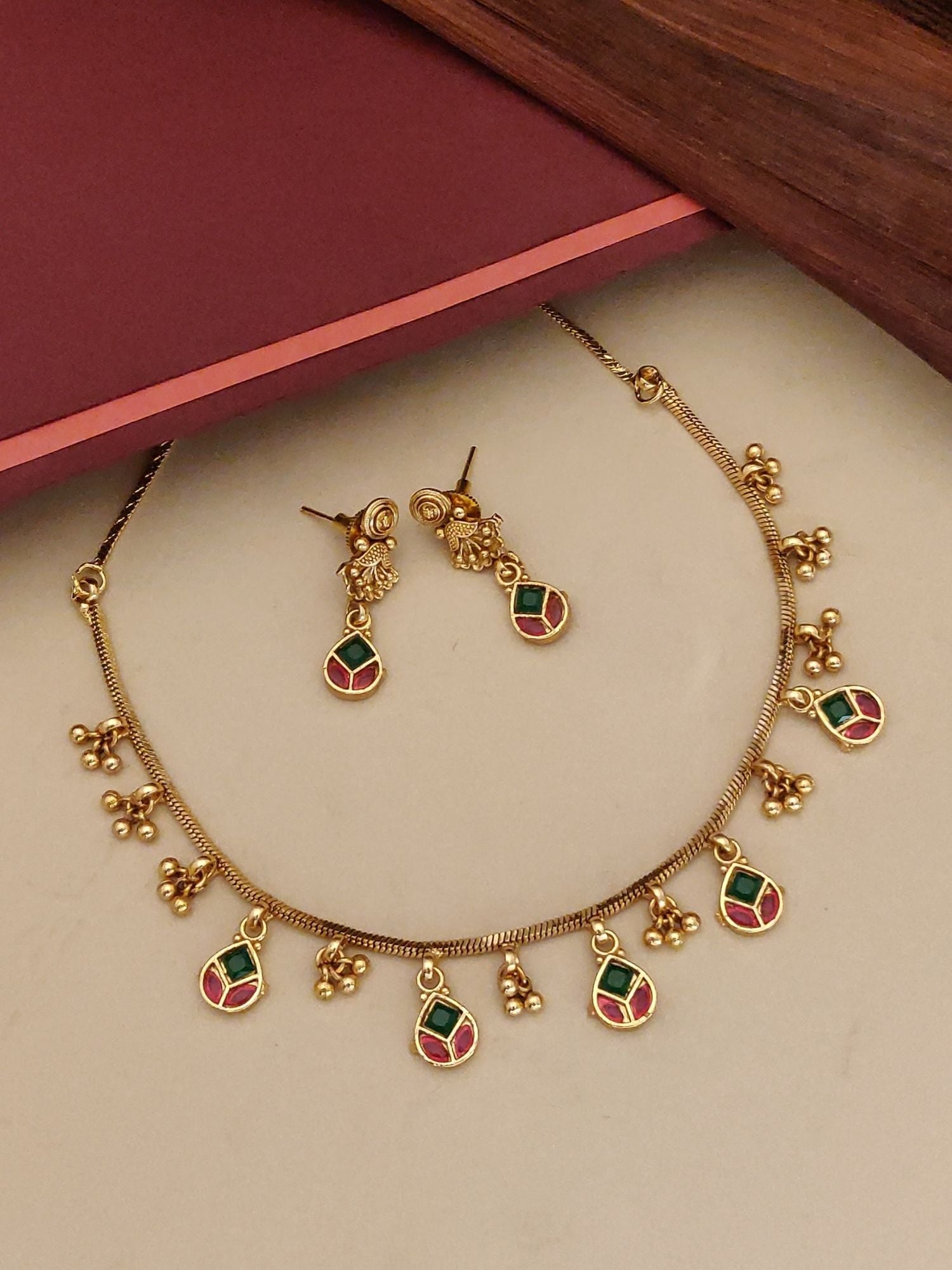Abdesigns Gold Plated Kempstone Necklace Set