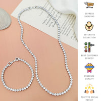 Thumbnail for Round Silver Plated American Diamond Bracelet Chain Combo Set