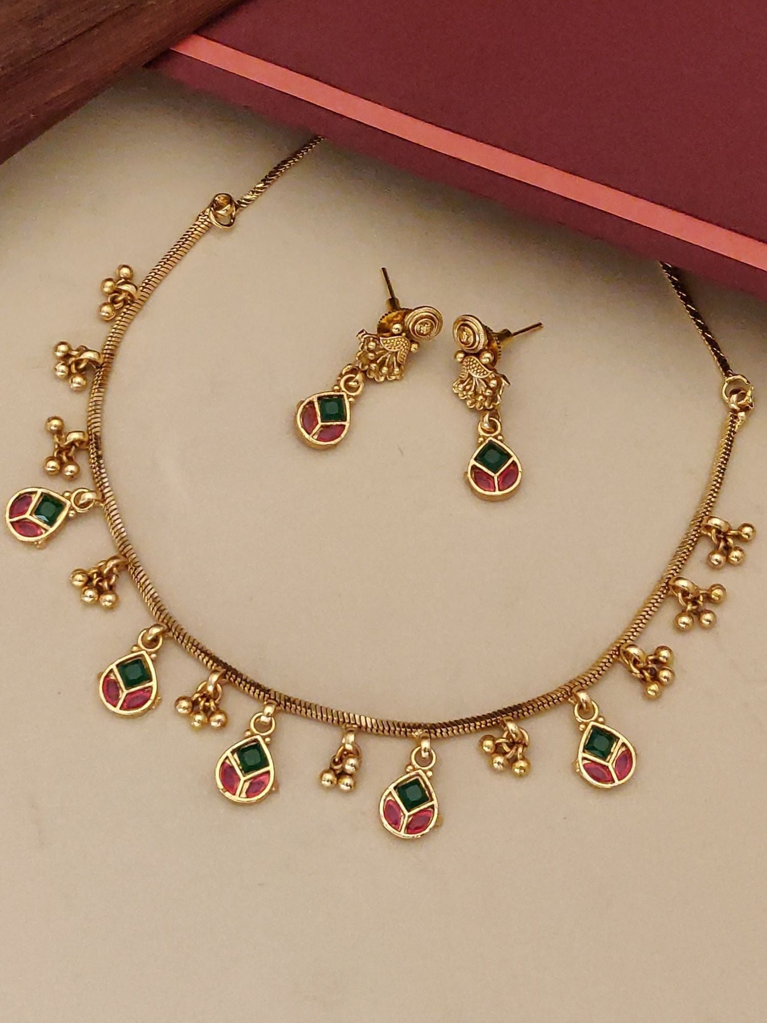 Abdesigns Gold Plated Kempstone Necklace Set
