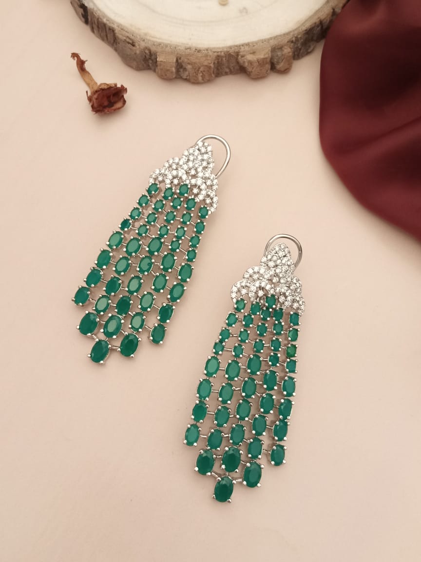 Elegant Green CZ Earrings - Abdesignsjewellery