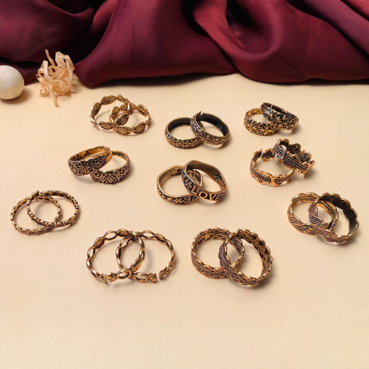 Bestseller Pack of 10 Gold Oxidised Toe rings Designs - Abdesignsjewellery
