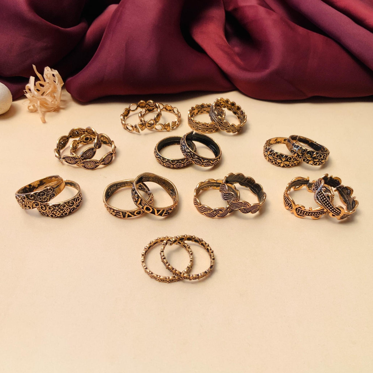 Bestseller Pack of 10 Gold Oxidised Toe rings Designs - Abdesignsjewellery