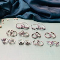 Thumbnail for Elegant Pack of 10 Silver Oxidised Toe-rings Designs - Abdesignsjewellery