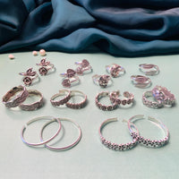 Thumbnail for Gorgeous Pack of 10 Silver Oxidised Toe-rings Designs - Abdesignsjewellery
