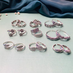 Appealing Pack of 10 Silver Oxidised Toe-rings Designs