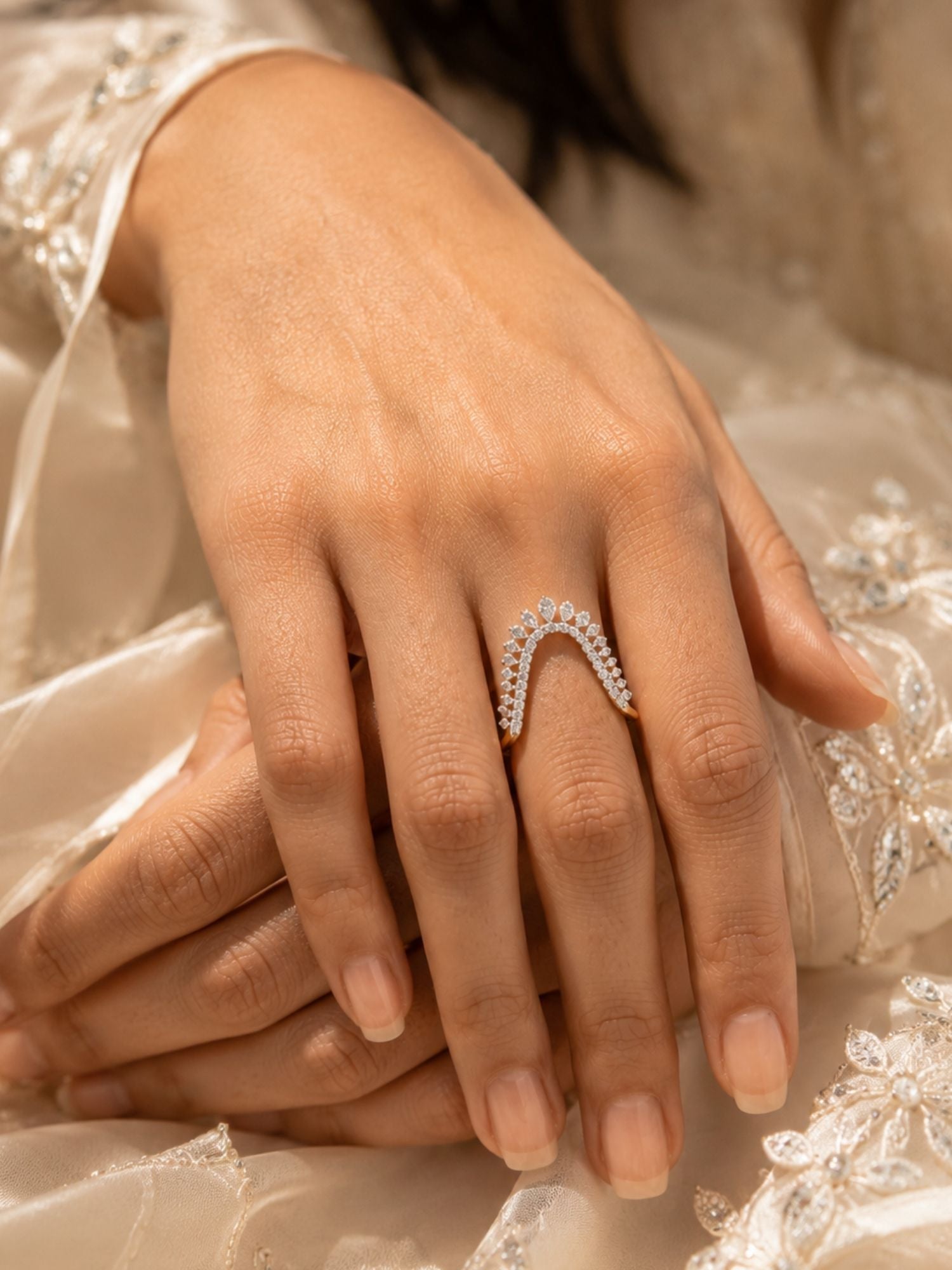 925 Sterling Silver Chevron Ring for Women – front view