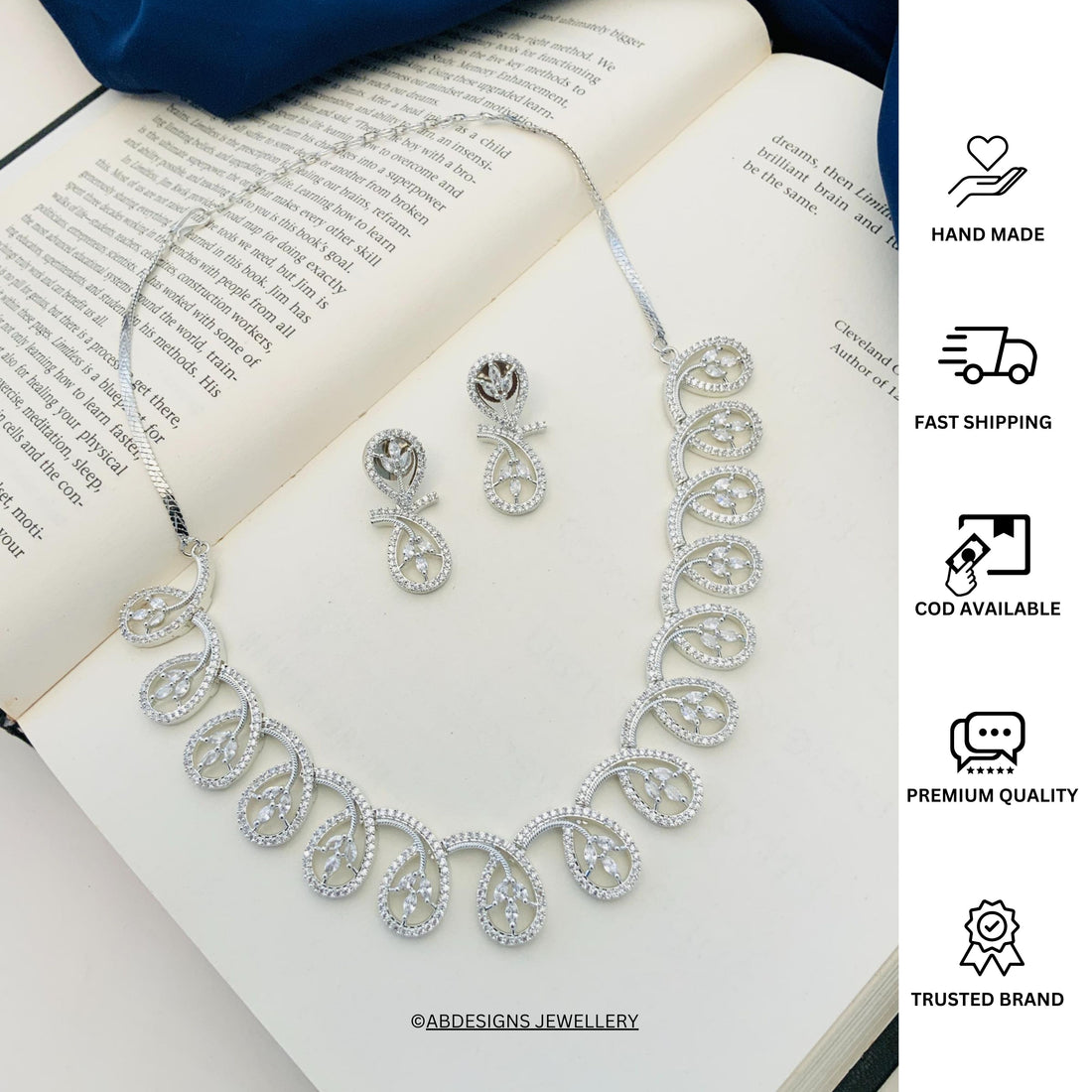 Silver Plated American Diamond Necklace Set