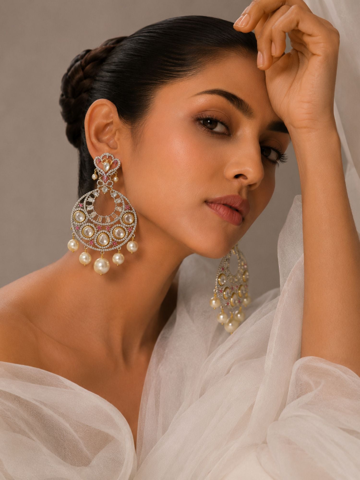 Pearl Chandbali Kundan Earrings | Abdesigns
