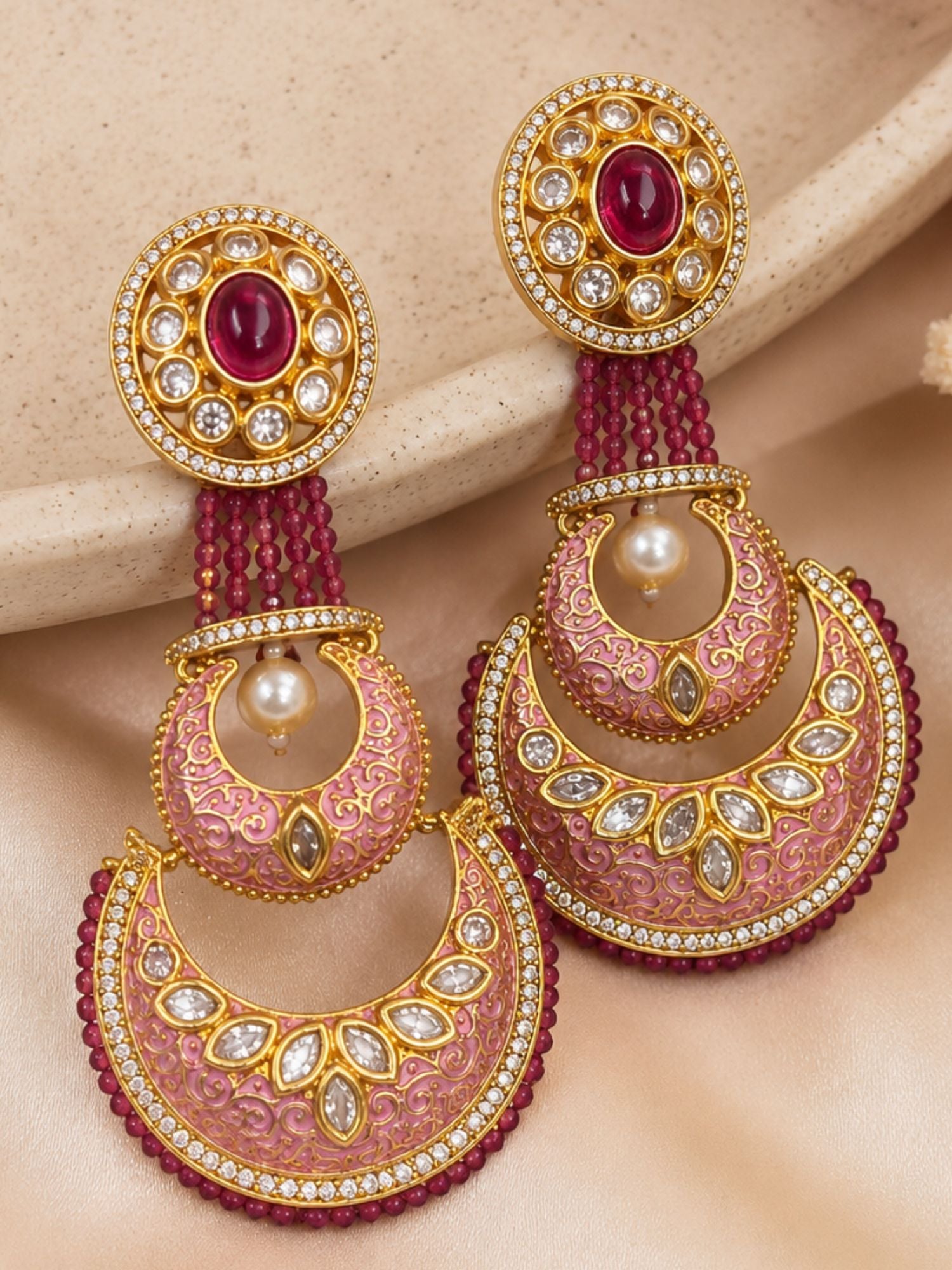 Chandbali Earrings in Gold Finish – Festive Wear | Abdesigns Jewellery