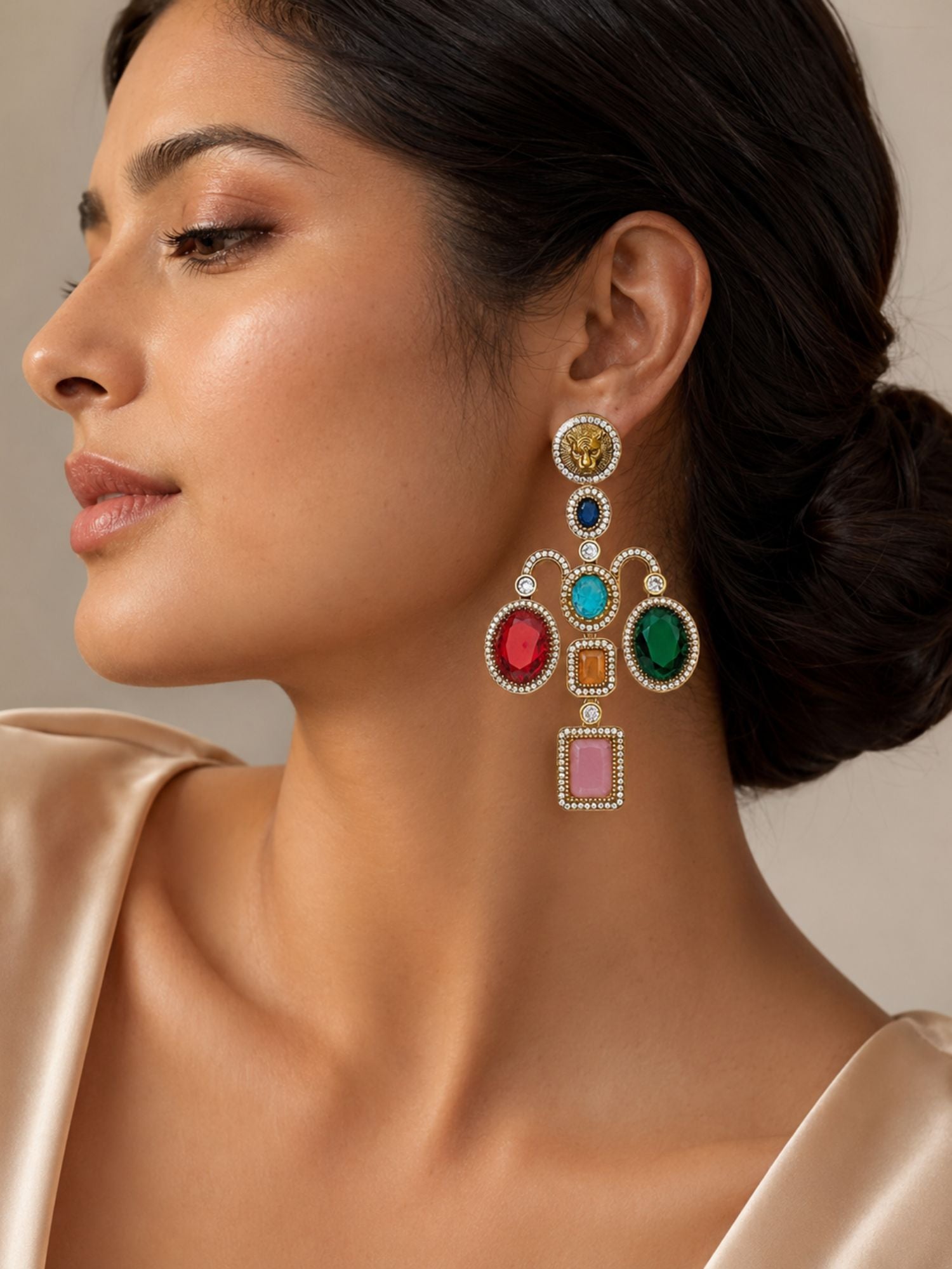 Sabyasachi Inspired Multicolor Statement Earrings for Women