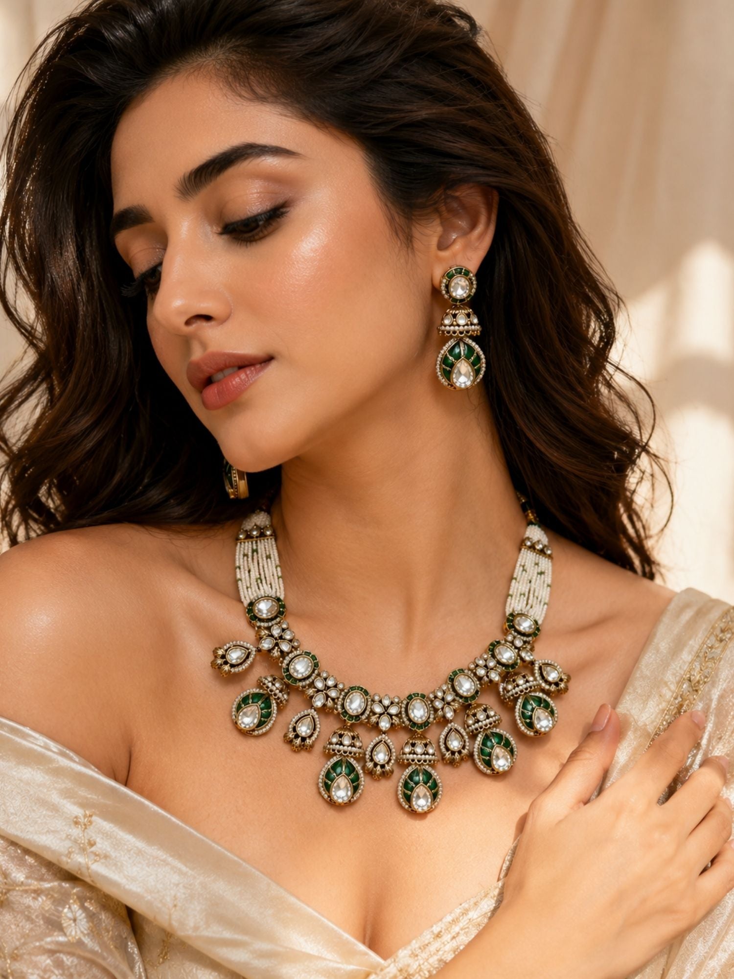 Ruby Kundan Choker Necklace Set in Gold Plating – Bridal | Abdesigns