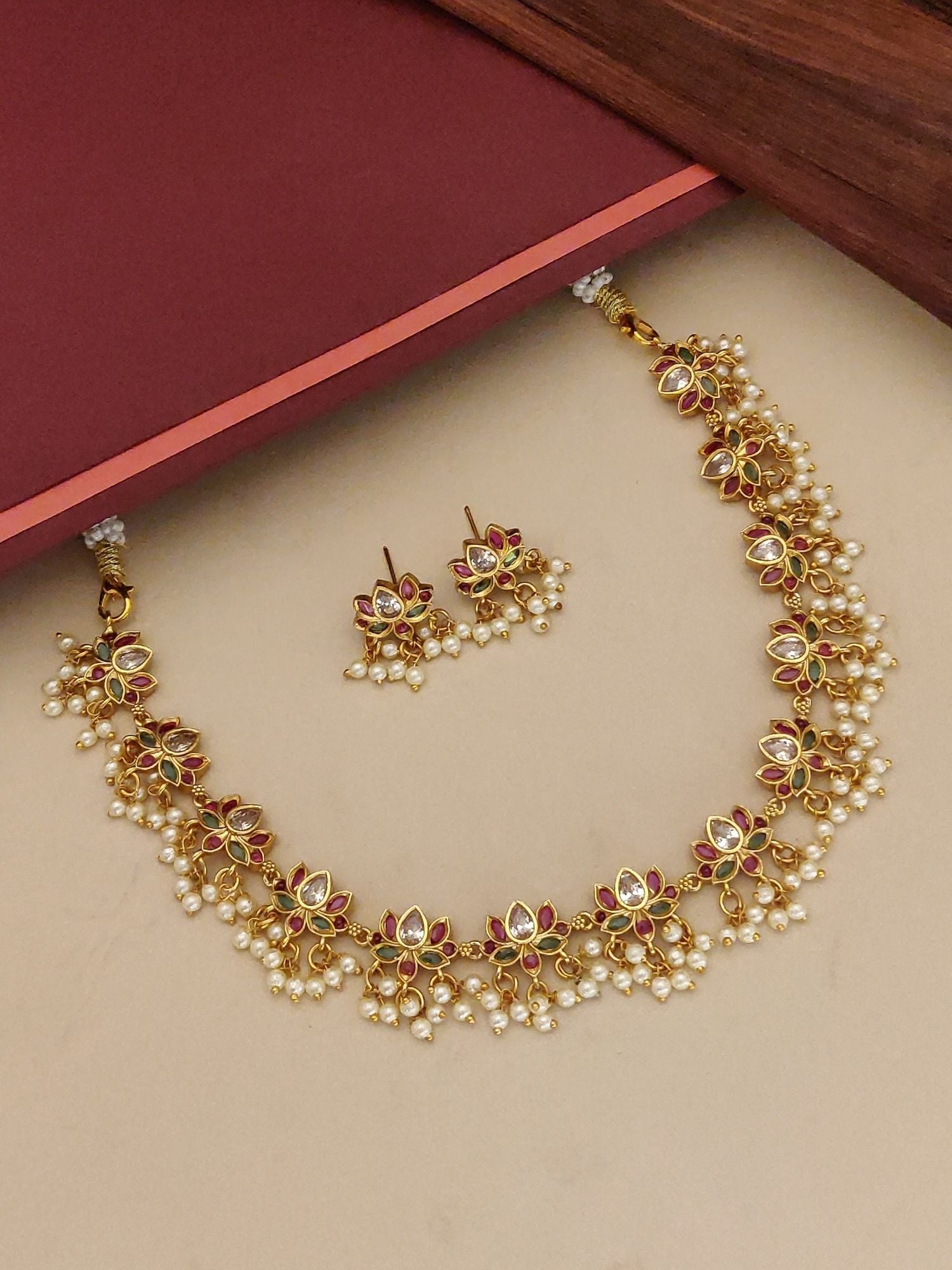 Abdesigns Gold Plated Kempstone Necklace Set