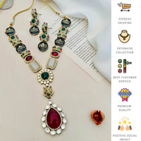 Thumbnail for Gold Plated Multicolour Sabyasachi Inspired Necklace Set