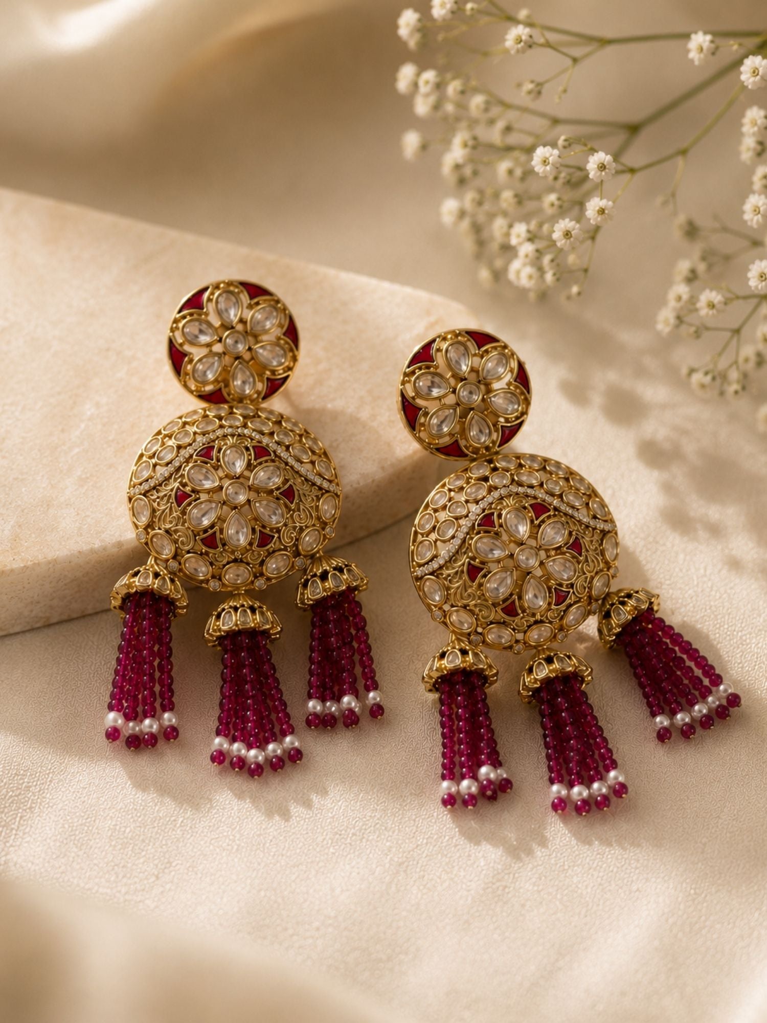 Kundan Tassel Earrings in Gold Finish – Festive Wear | Abdesigns Jewellery