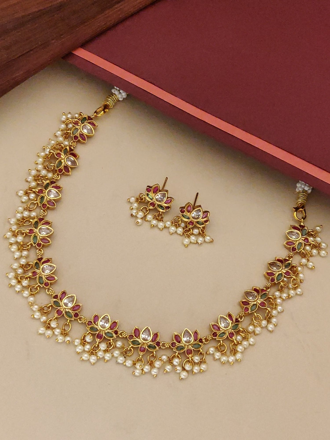 Abdesigns Gold Plated Kempstone Necklace Set