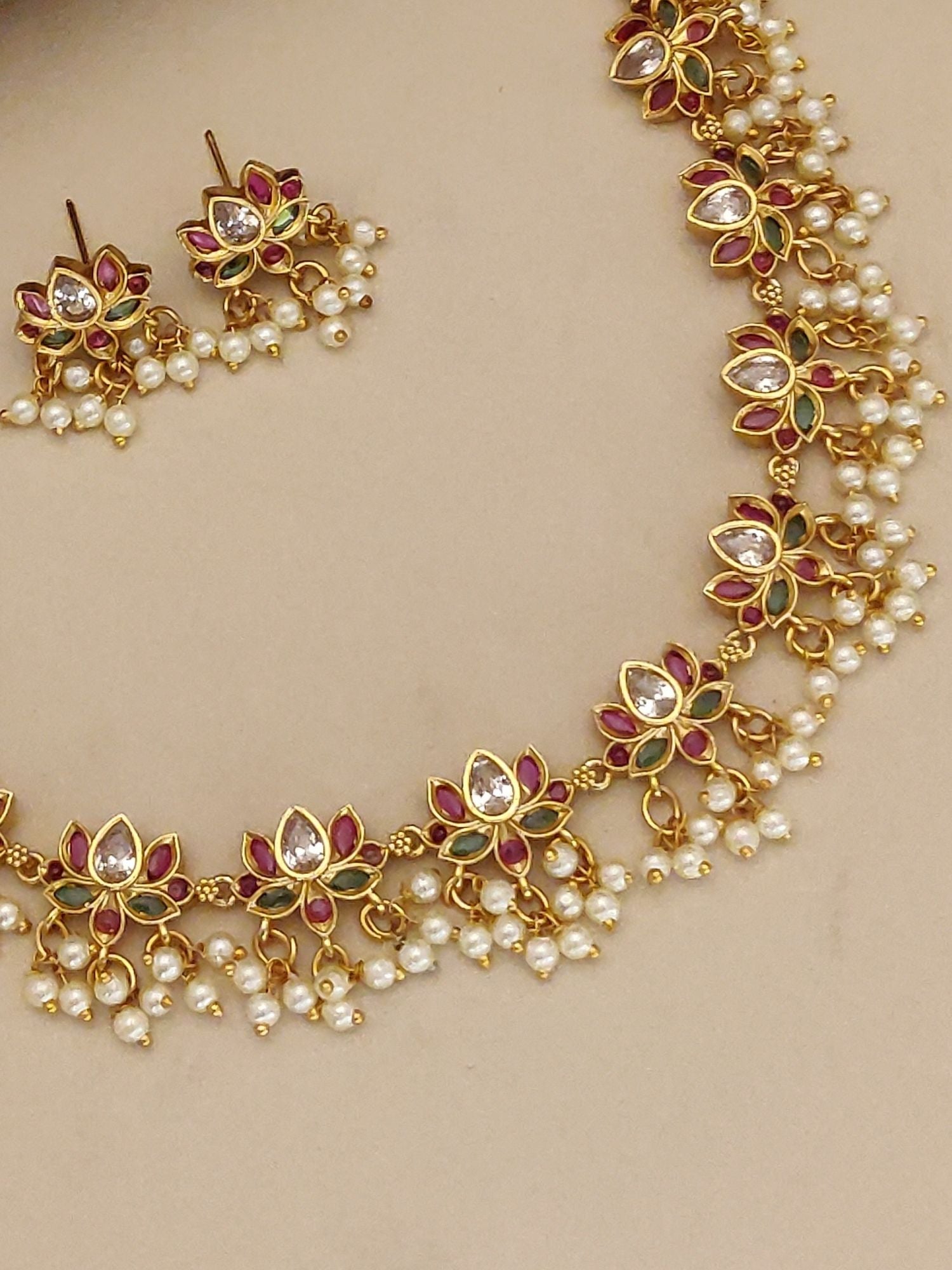 Abdesigns Gold Plated Kempstone Necklace Set